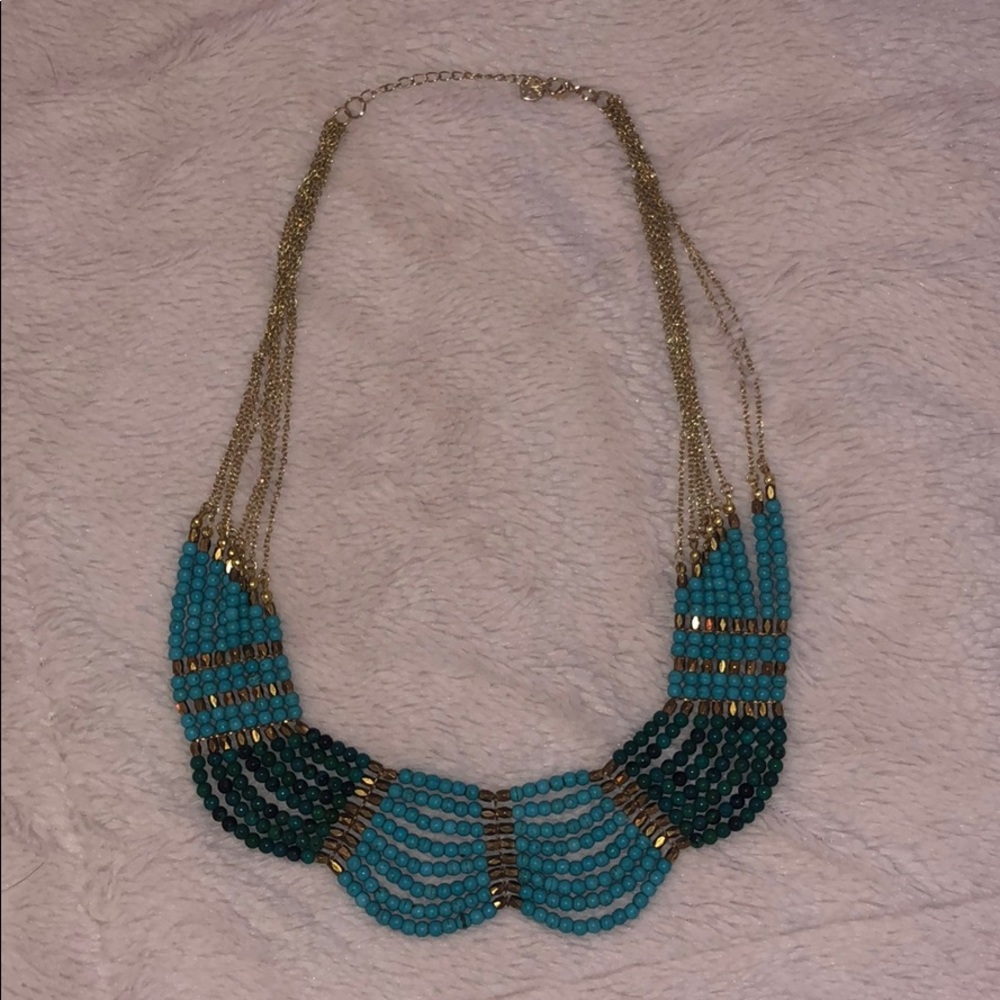 Draped Blue and Gold Necklace